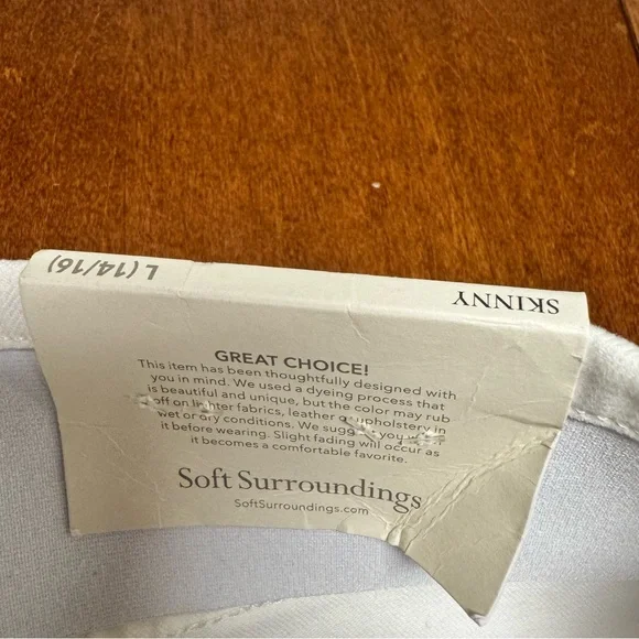 NWT Soft Surroundings Pull On Skinny Ultimate Denim Crop Hem Detail Size L 14/16 - Picture 8 of 16